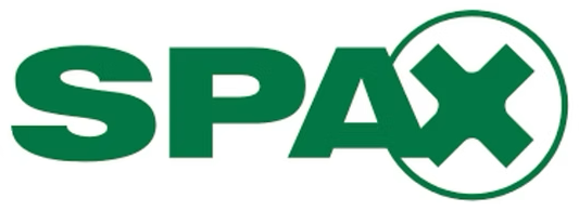 Green SPAX logo with the SPAX wordmark and a circled X on a white background